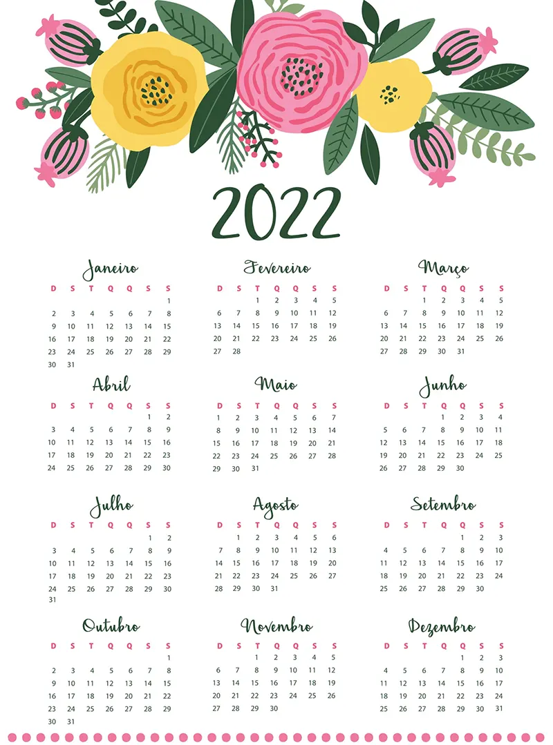 calendário 2022 para imprimir