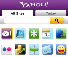 Ícones de produtos e serviços conta Yahoo