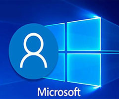 Símbolo da conta Microsoft com azul luminoso