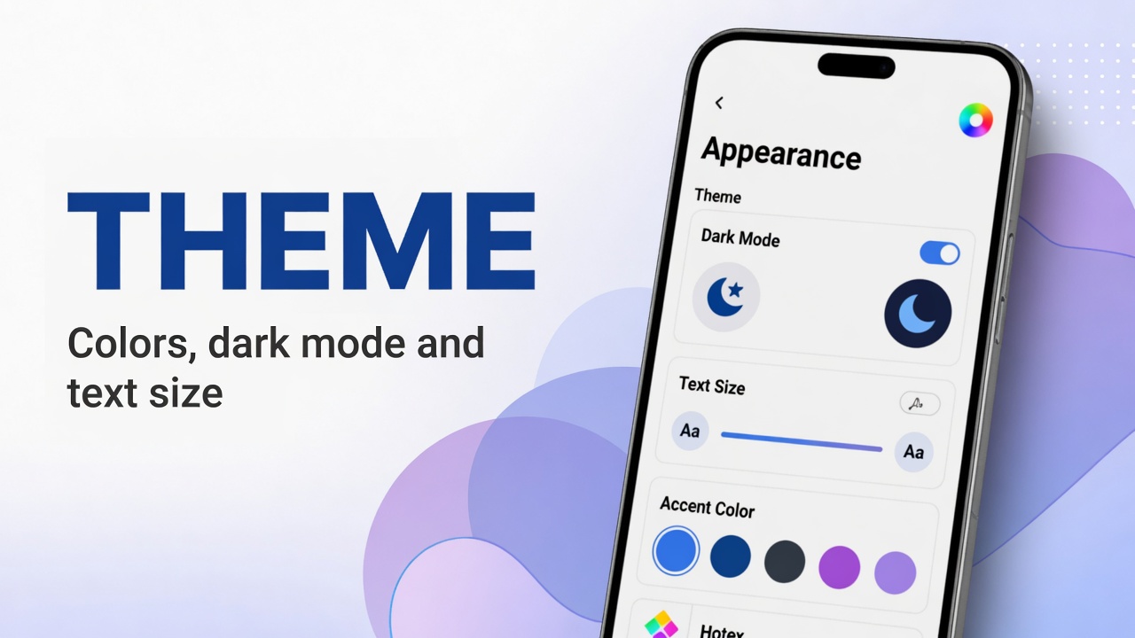How to change theme, color and text size in DicaNote