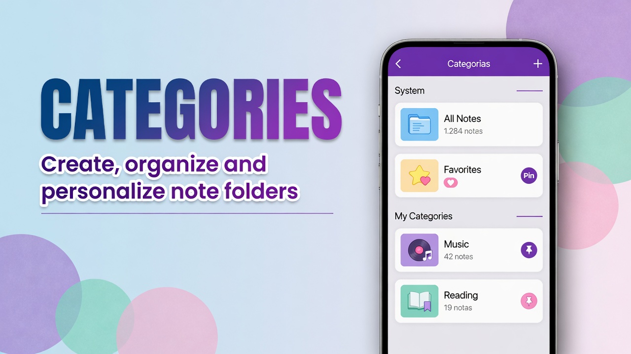 How to use the Categories page in DicaNote