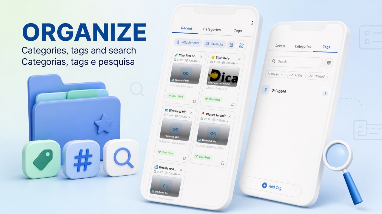 How to organize notes in DicaNote with categories and tags
