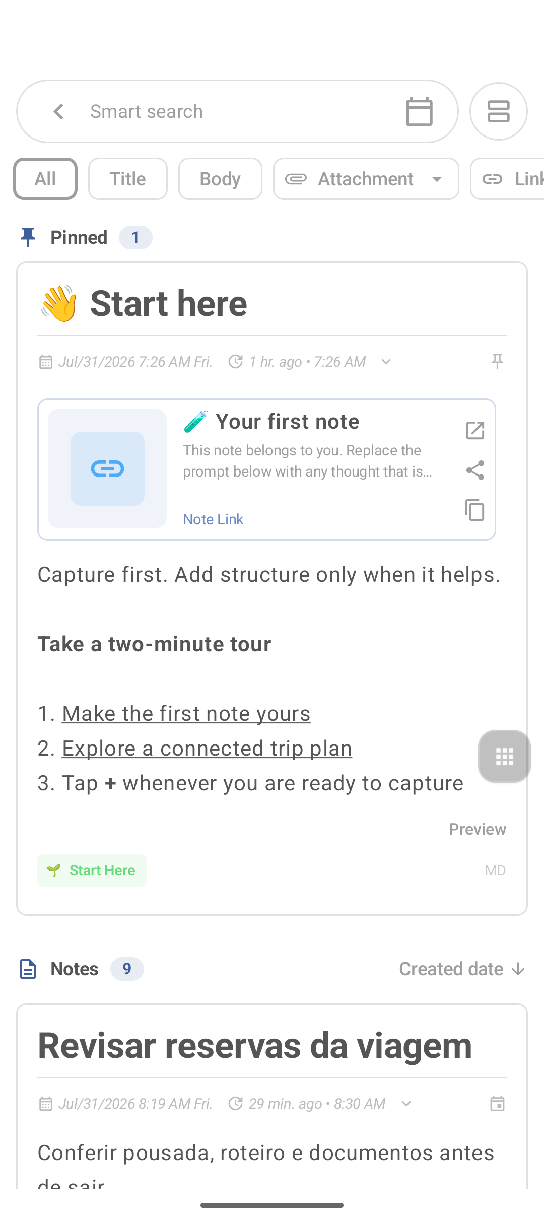 Date and reminder setup in DicaNote
