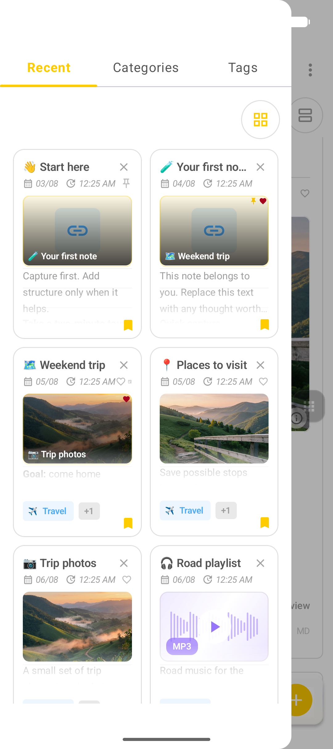 How to organize notes with categories and tags in DicaNote