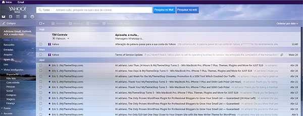 Caixa de entrada do Yahoo Mail