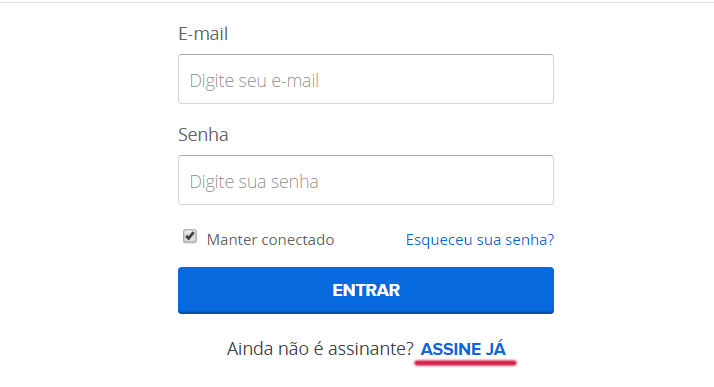 Formulário de login conta Globomail email