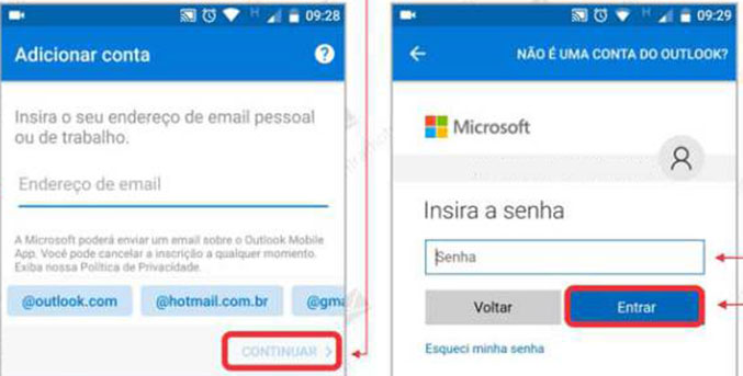 Hotmail Entrar pelo Celular aplicativo