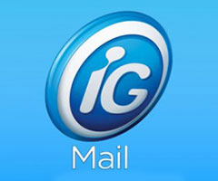 Logo do IG mail fundo azul turquesa