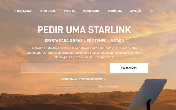 PASSO 1: Visitar Site oficial Starlink