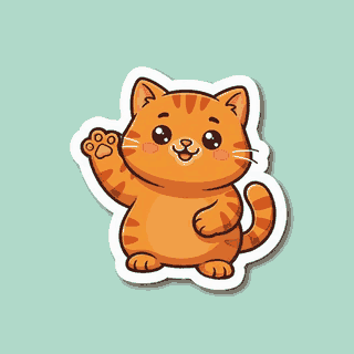 Exemplo de figurinha: gato acenando