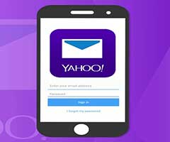 Celular com o Yahoo Mail App instalado